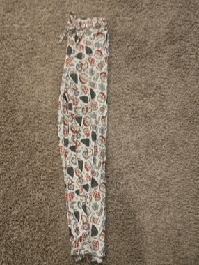 Caden Lane White Mens Pj Pants with Red & Black Playful Prints